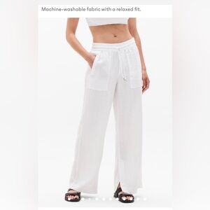 Athleta Linen Wide Leg Pants High Waisted